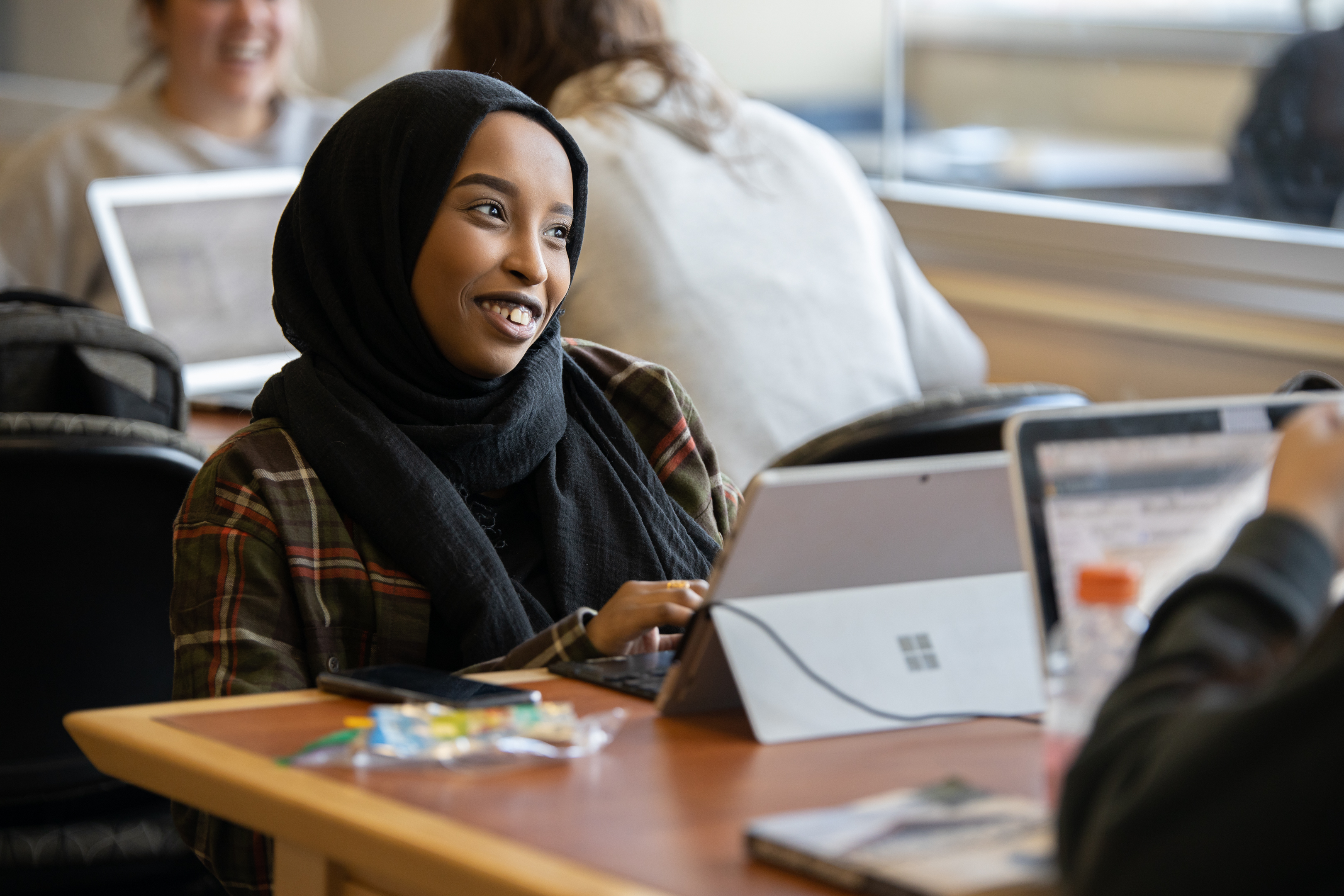 Students studying in library