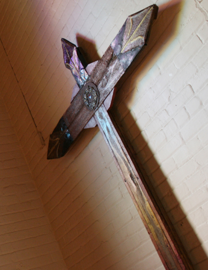 Cross hanging on wall